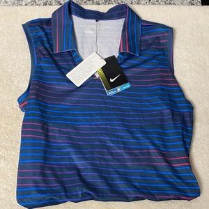 Nike Women's Sleeveless Striped Blouse - Blue and Purple